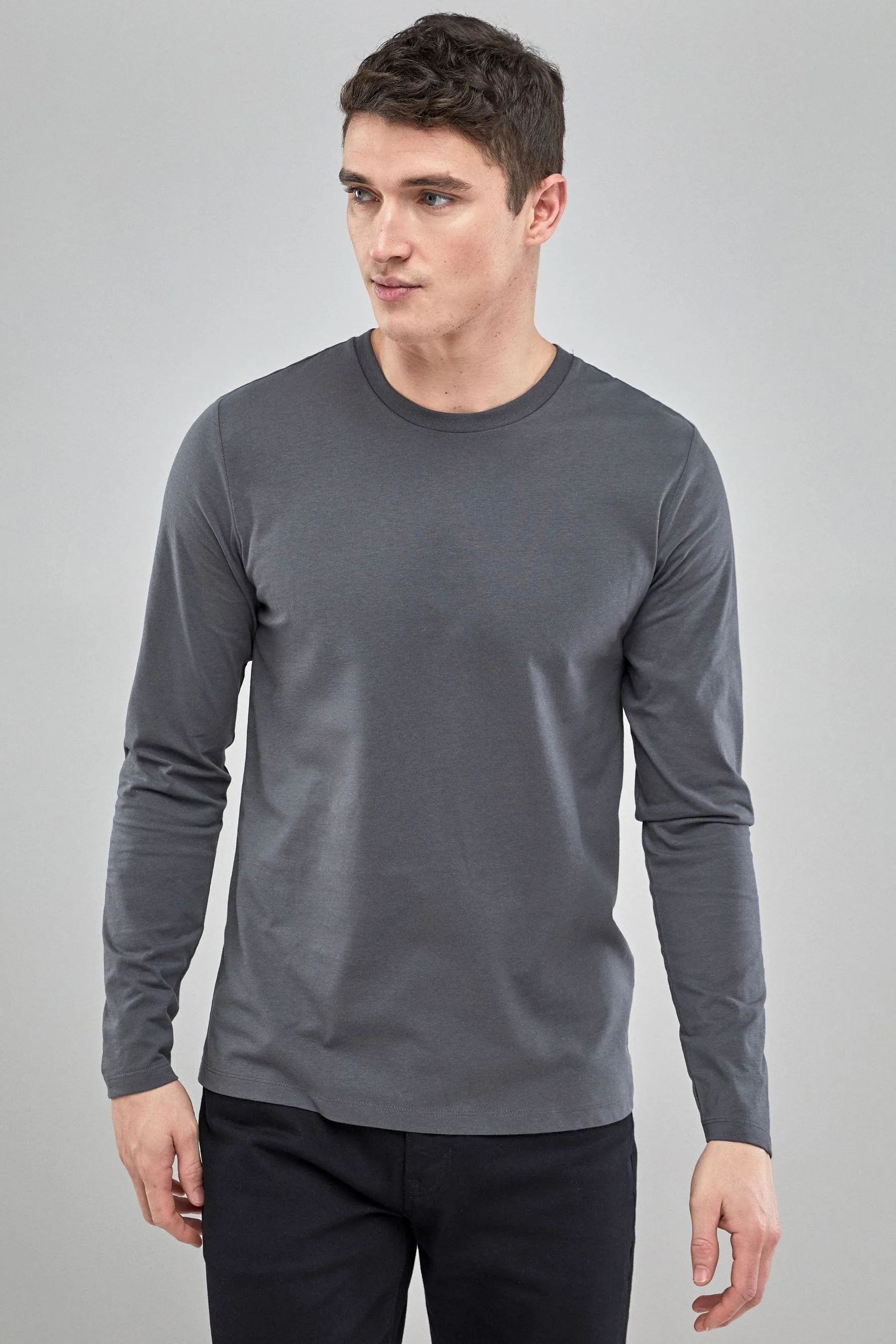 100% Cotton Long Sleeve Crew Neck T-Shirt    