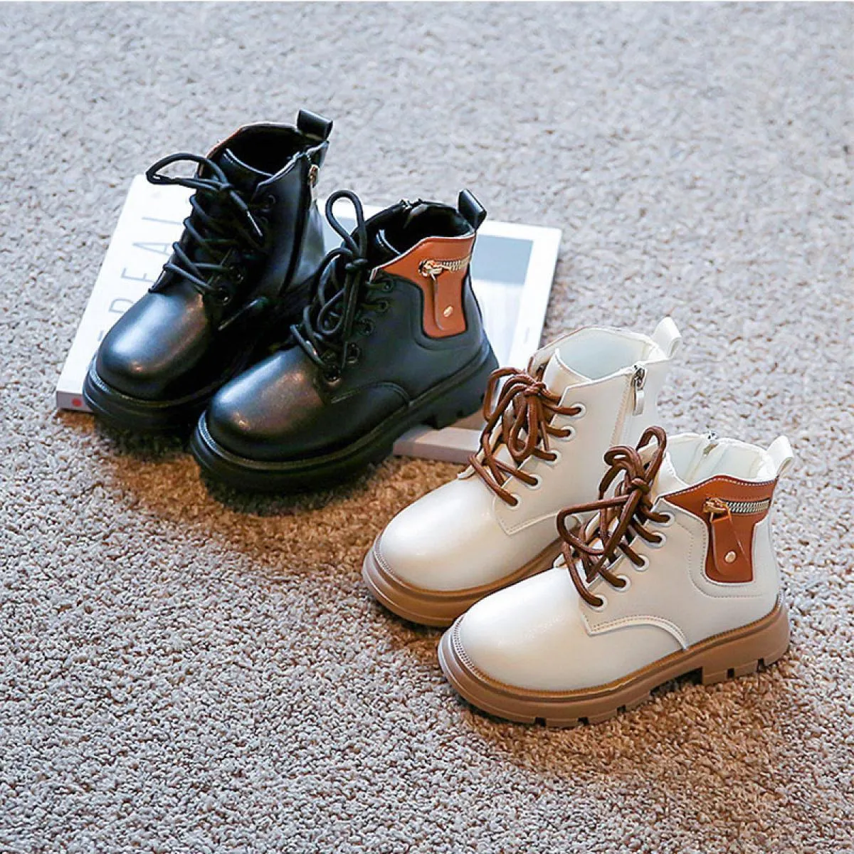 2022 stivaletti in pelle alla caviglia moda per ragazzi scarpe con cerniera alta studenti stivali stile punk di colore misto sca