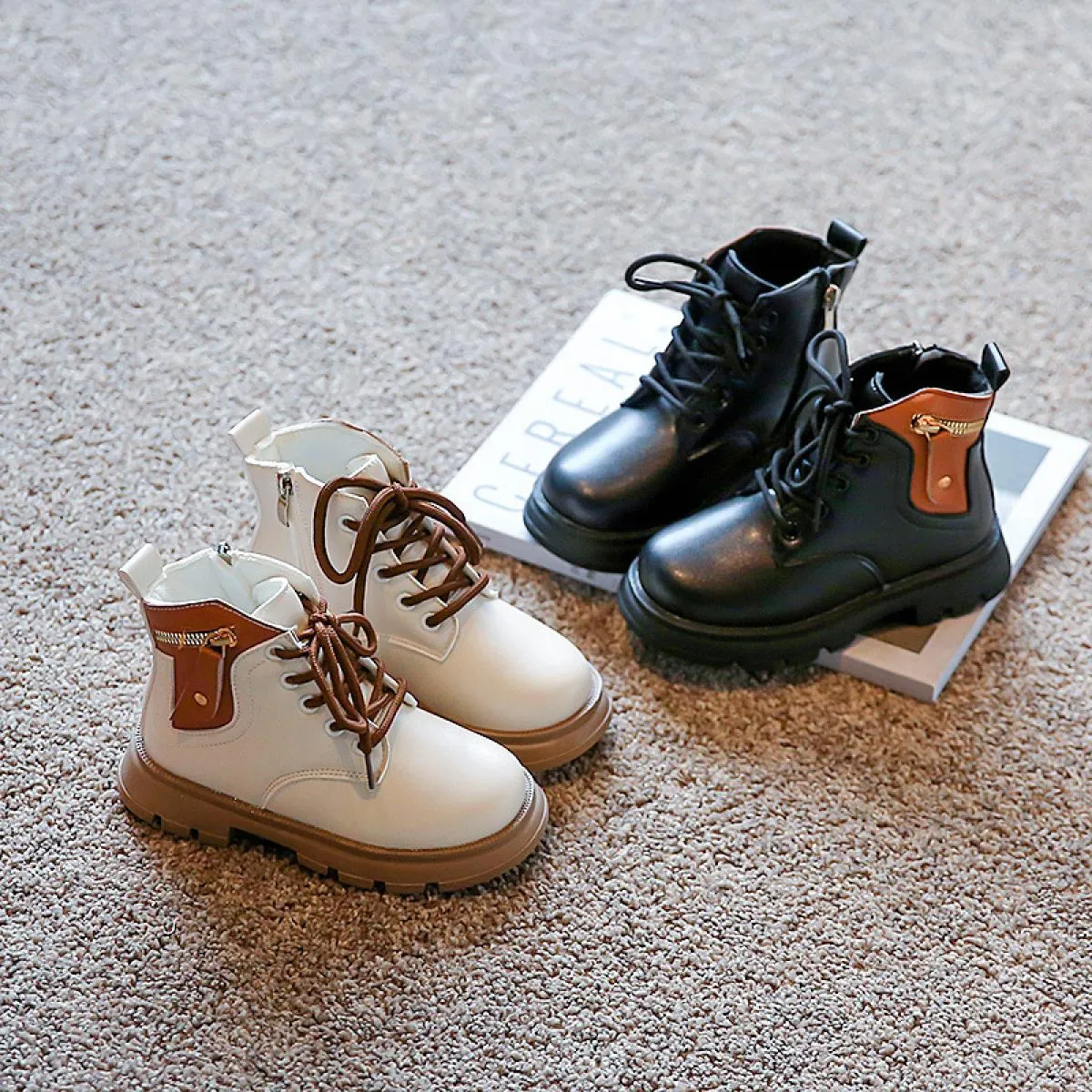 2022 stivaletti in pelle alla caviglia moda per ragazzi scarpe con cerniera alta studenti stivali stile punk di colore misto sca