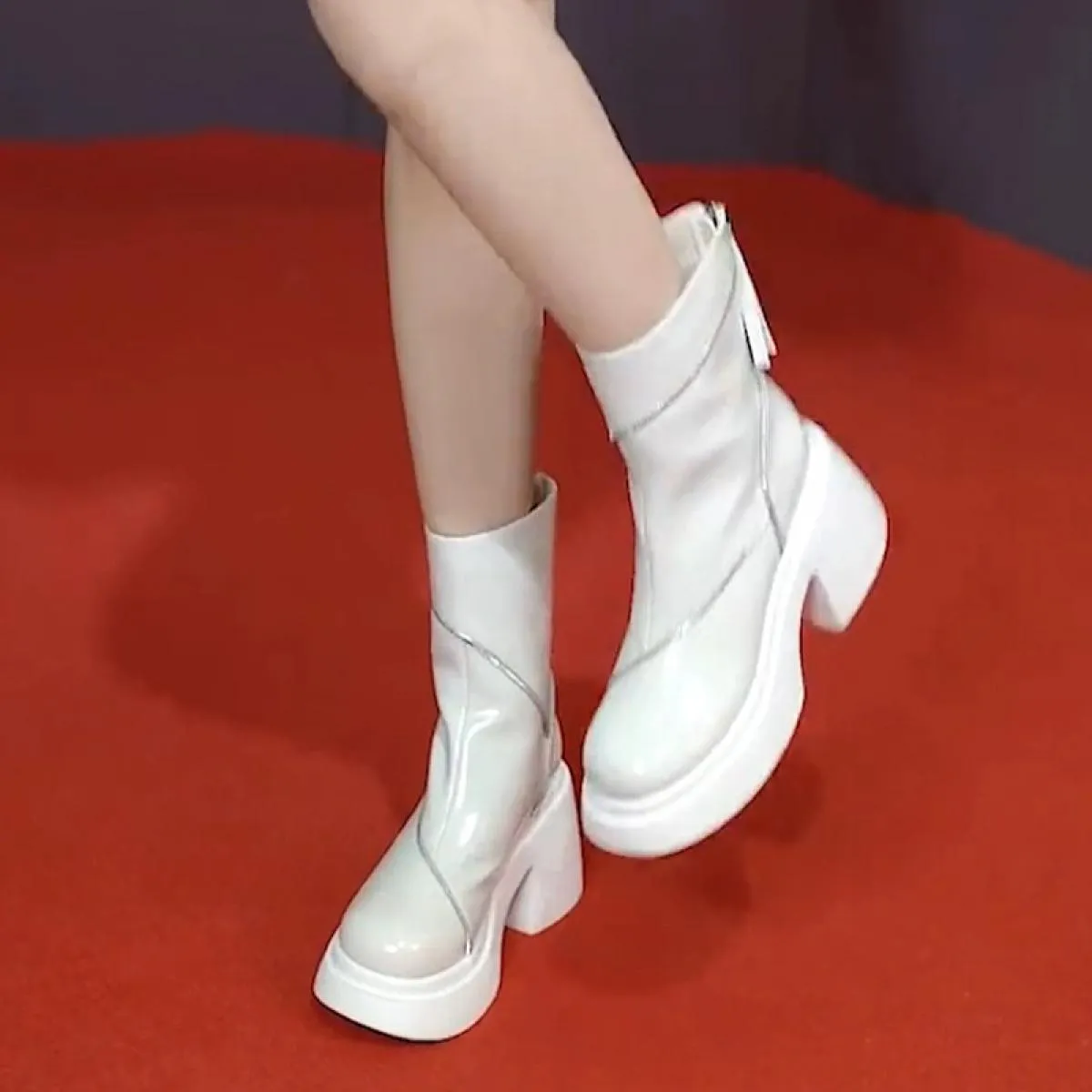 2023 Nuova Tendenza Inverno Chelsea Stivali Moto Donna Tacco Medio Scarpe Caviglia Stivali Gladiatore Neve Goth Punk Stivali Fem