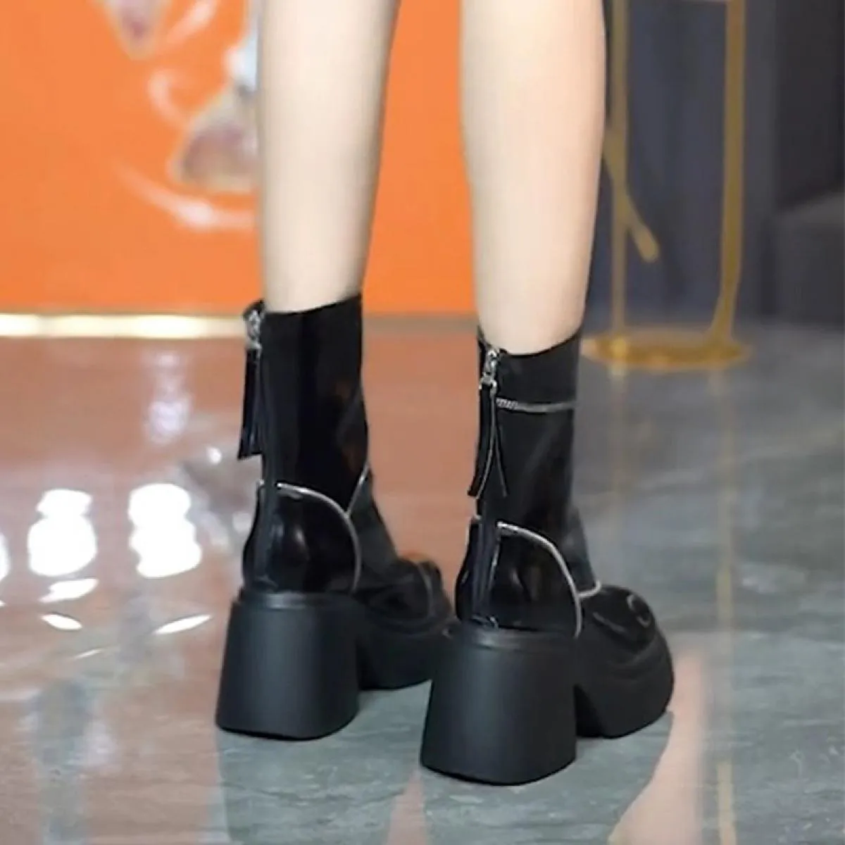 2023 Nuova Tendenza Inverno Chelsea Stivali Moto Donna Tacco Medio Scarpe Caviglia Stivali Gladiatore Neve Goth Punk Stivali Fem