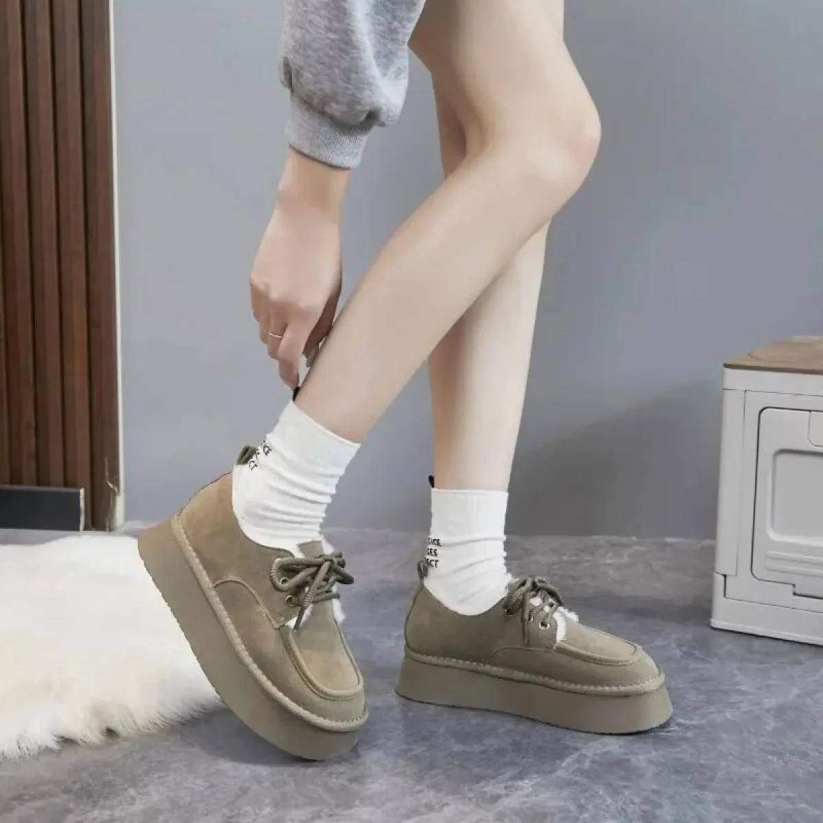 2023 stivali autunno e inverno nuova moda solido fondo in spugna stivaletti caldi per le donne comfort stringate suola morbida d