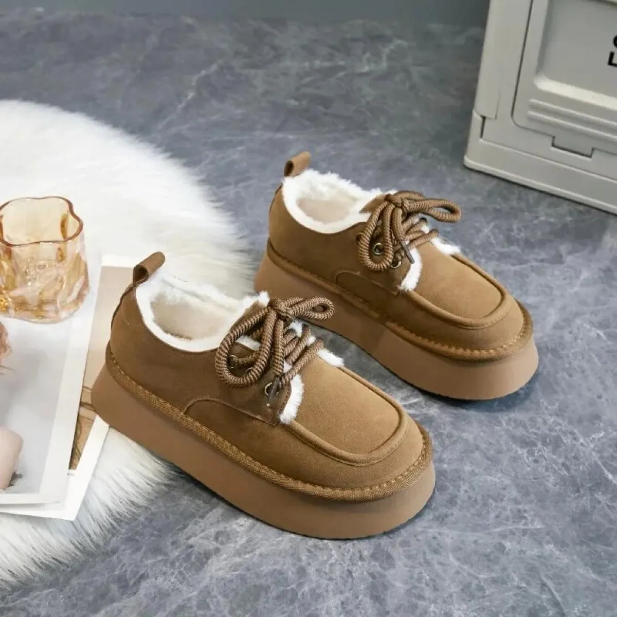 2023 stivali autunno e inverno nuova moda solido fondo in spugna stivaletti caldi per le donne comfort stringate suola morbida d