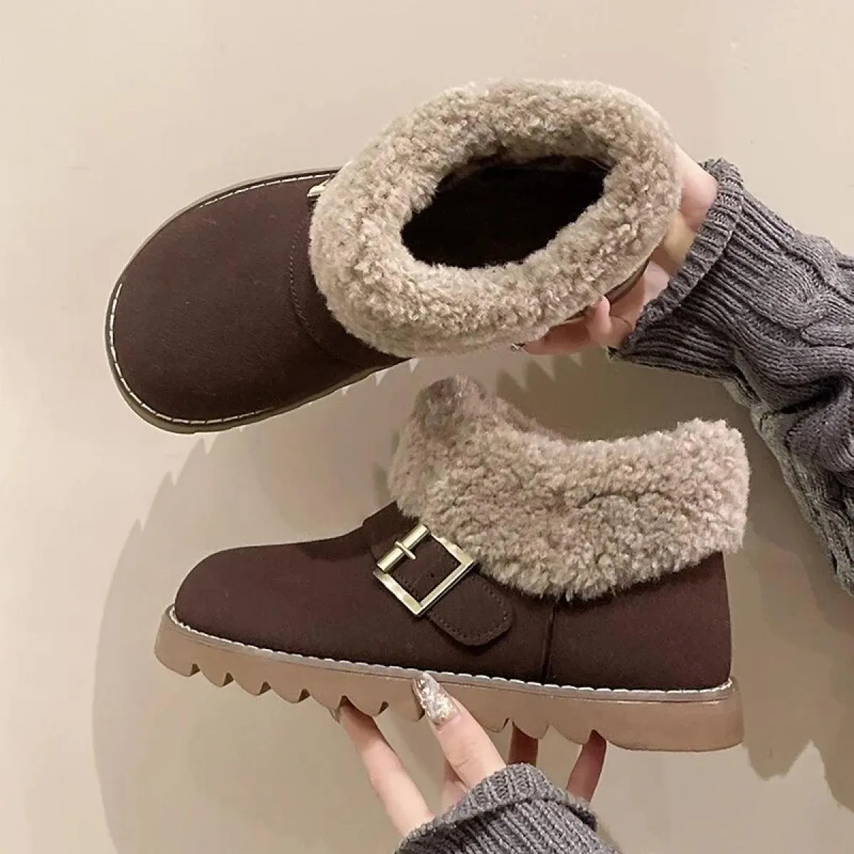 2023 stivali da neve caldi invernali da donna piatti con stivaletti in peluche scarpe imbottite in cotone scamosciato da donna s