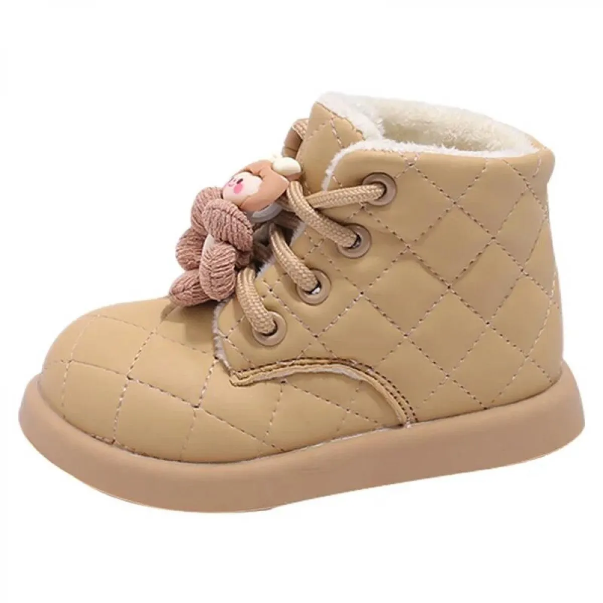 2024 nuova tendenza moda fiore stivaletti invernali per ragazze stivali da neve in pelle Pu scozzese stile caldo scarpe in coton