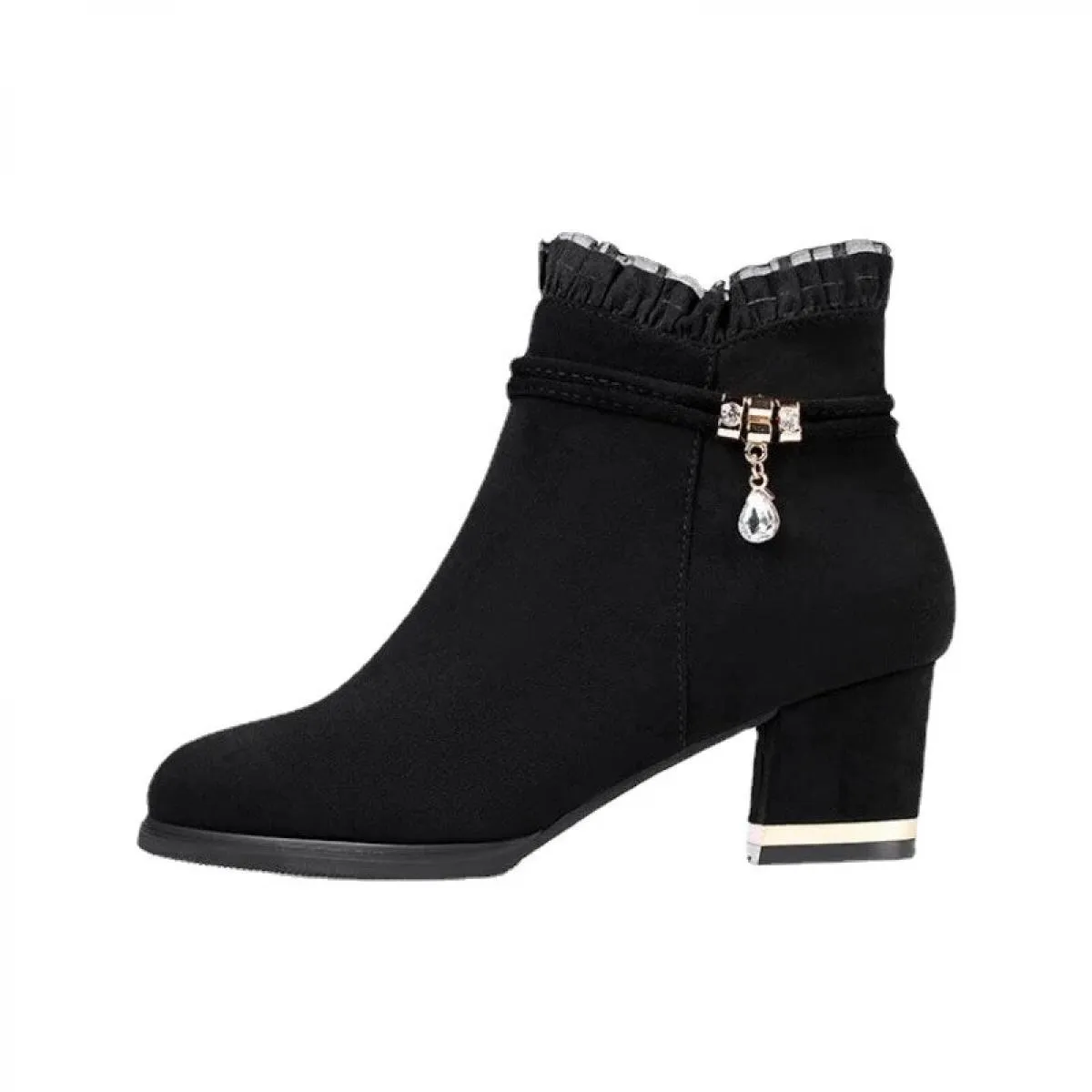 2024 nuovi stivali da donna di moda di vendita caldi inverno caldo stivaletti a punta tacco alto strass cerniera decorativa donn