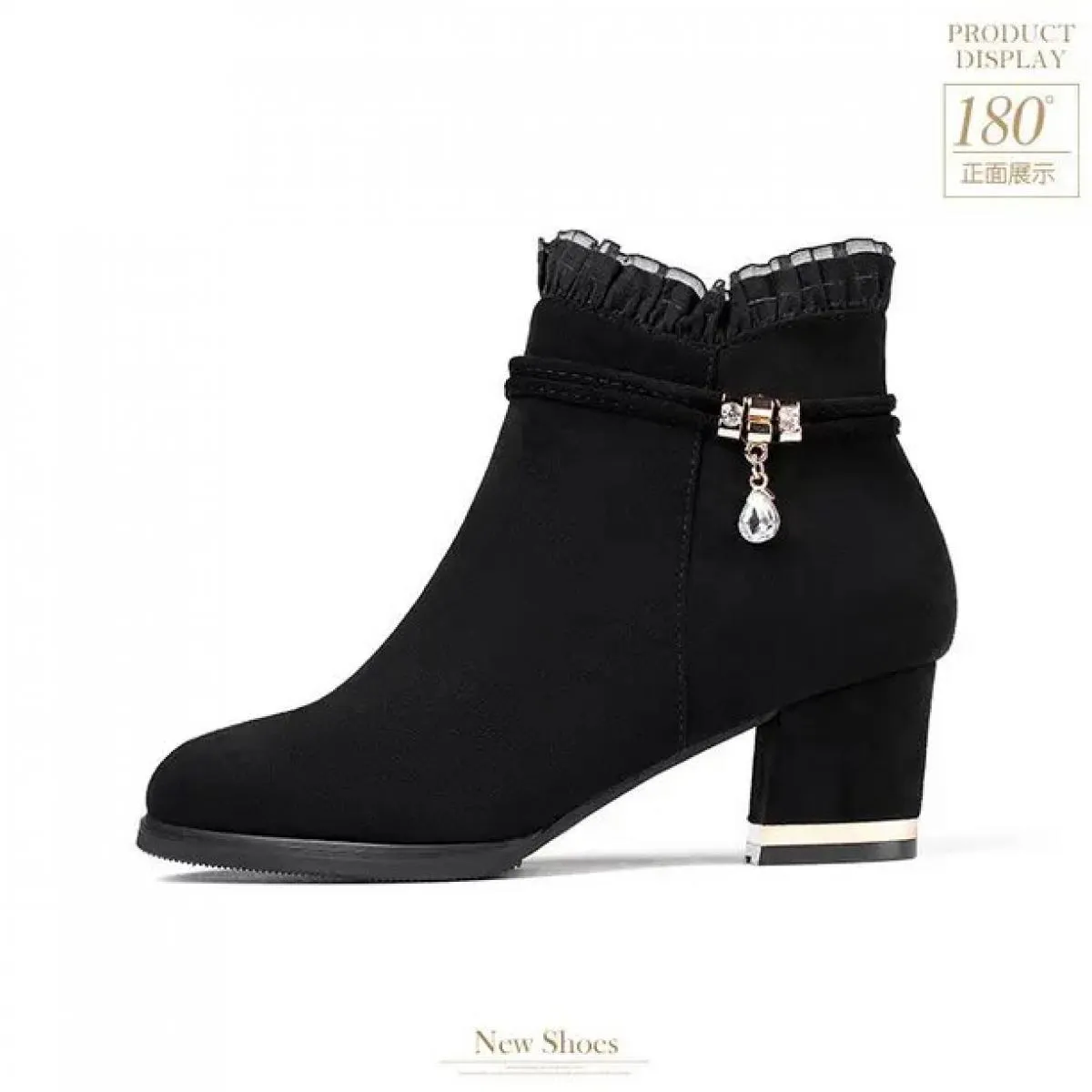 2024 nuovi stivali da donna di moda di vendita caldi inverno caldo stivaletti a punta tacco alto strass cerniera decorativa donn