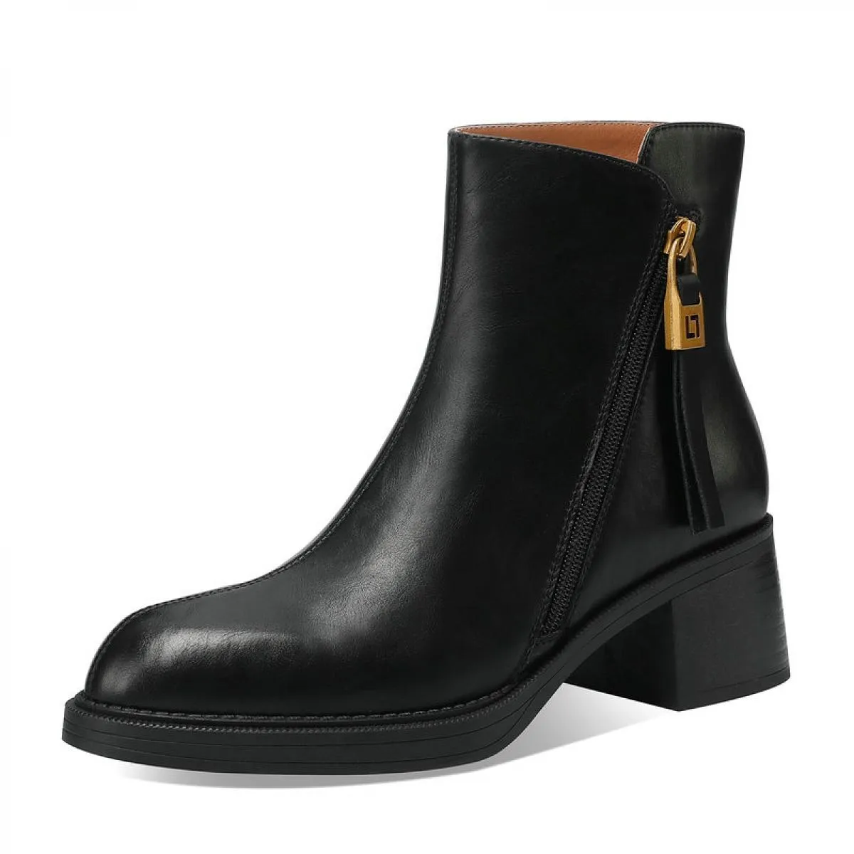 2024 Retro Stivaletti da donna Tacco alto quadrato Scarpe casual da lavoro in vera pelle Donna Autunno Inverno Nuovo formato 34