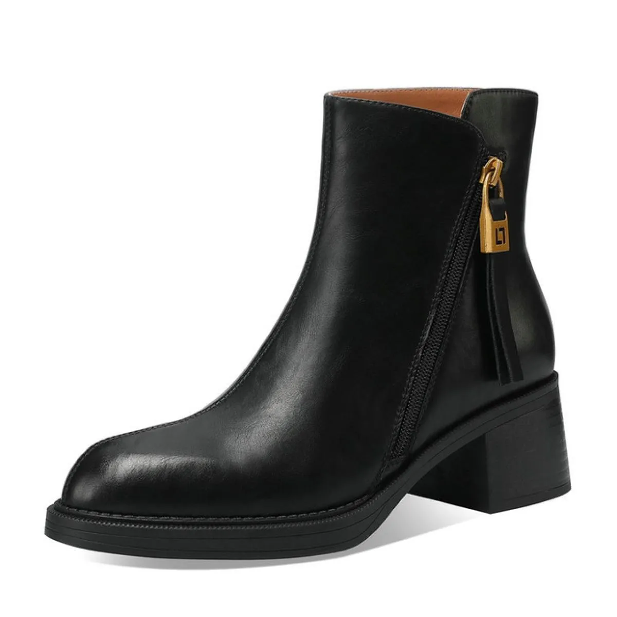 2024 Retro Stivaletti da donna Tacco alto quadrato Scarpe casual da lavoro in vera pelle Donna Autunno Inverno Nuovo formato 34