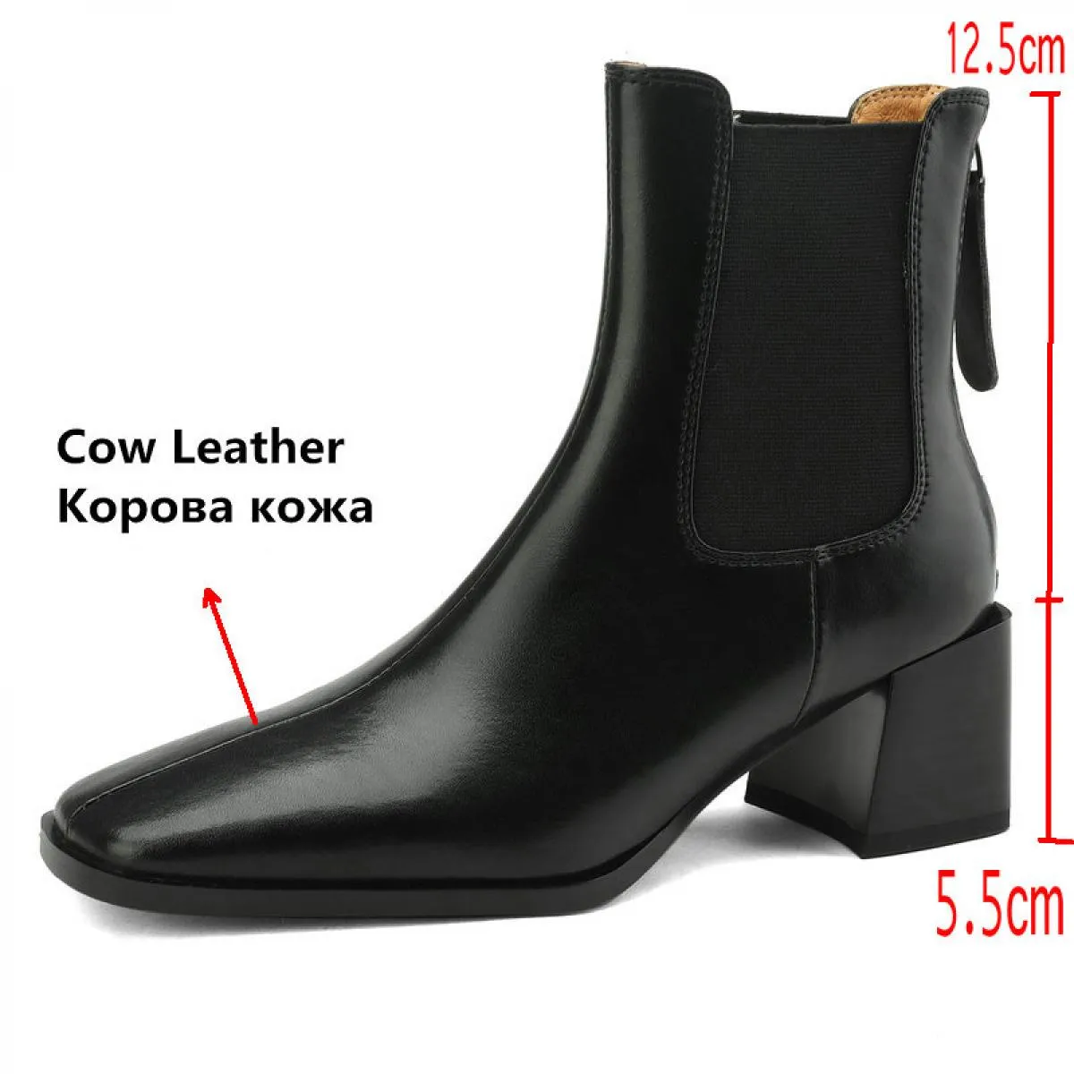 2024 Ufficio Stivaletti da donna Autunno Inverno Punta quadrata Pelle di mucca Tacchi alti spessi Abito da festa Scarpe da donna