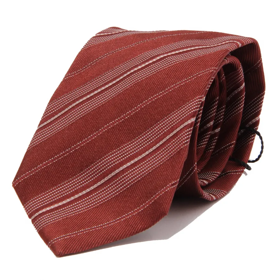 8685J cravatta uomo MESSORI brick red silk tie man