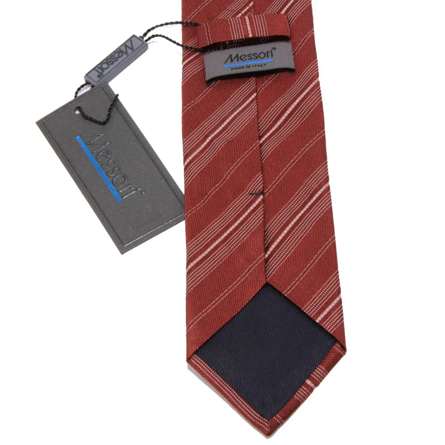 8685J cravatta uomo MESSORI brick red silk tie man