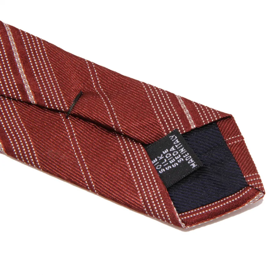 8685J cravatta uomo MESSORI brick red silk tie man