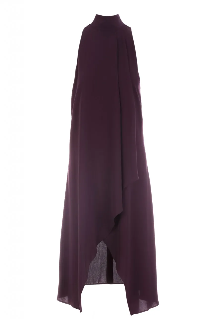 Abito asimmetrico svasato a collo alto Blazon Purple
