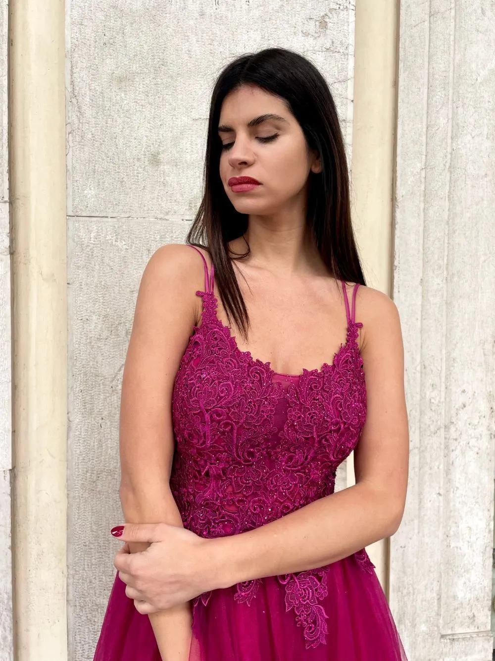 Abito cerimonia pizzo tulle princy