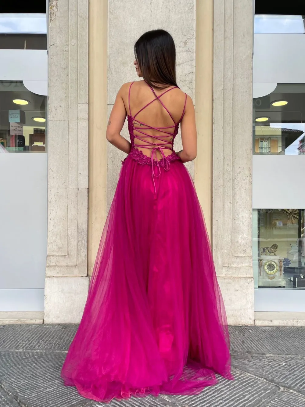 Abito cerimonia pizzo tulle princy
