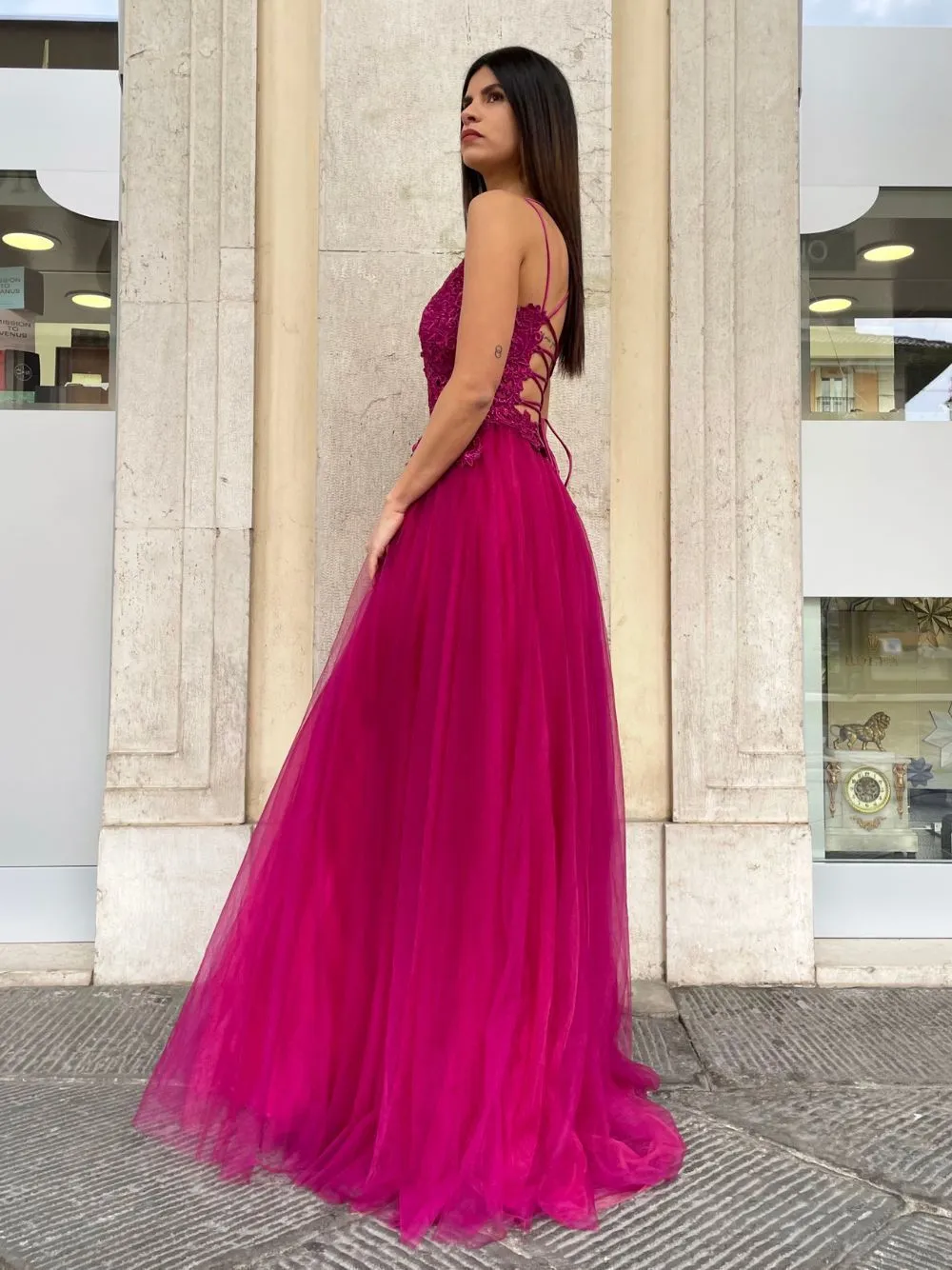 Abito cerimonia pizzo tulle princy