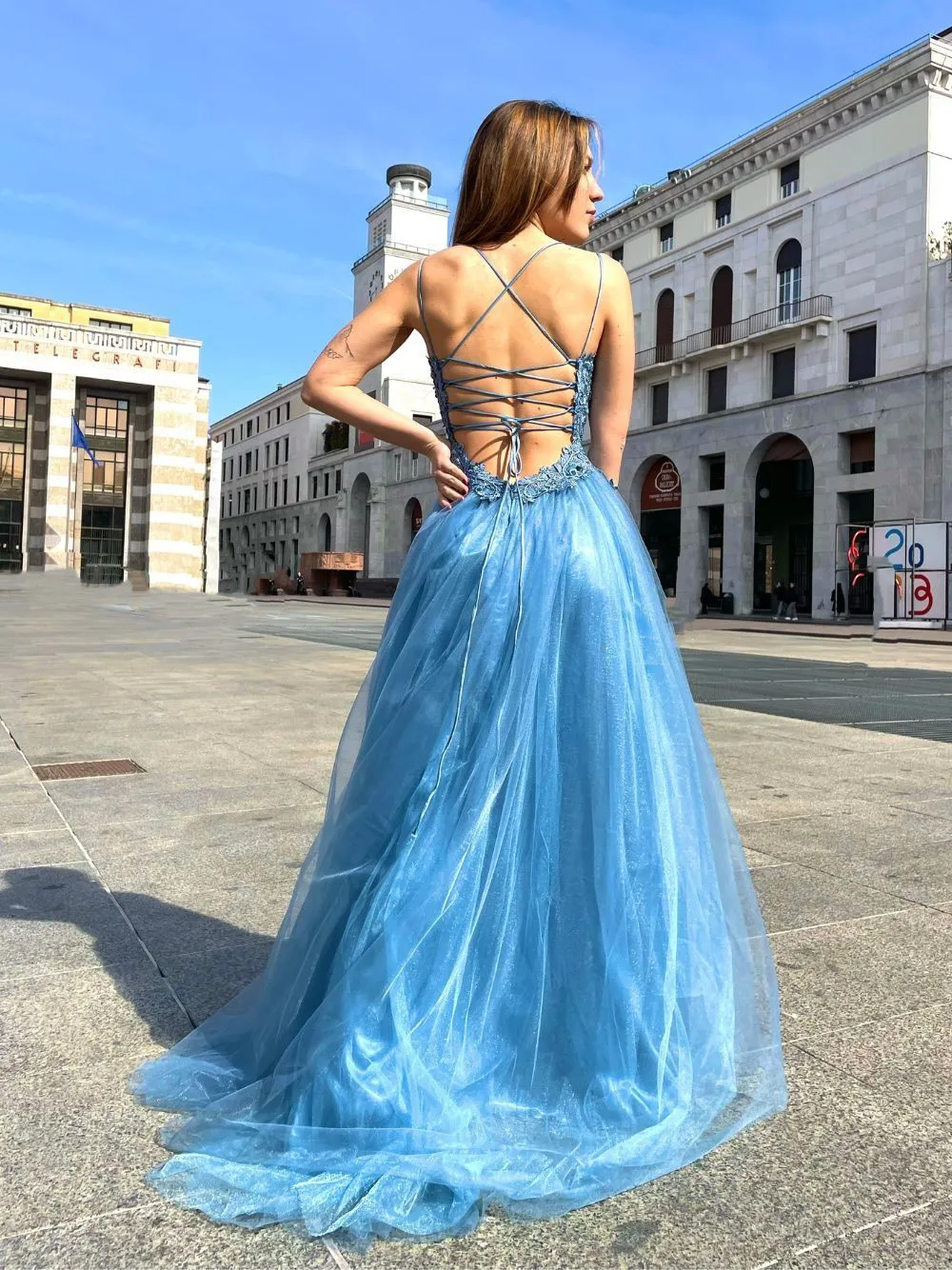 Abito cerimonia pizzo tulle princy