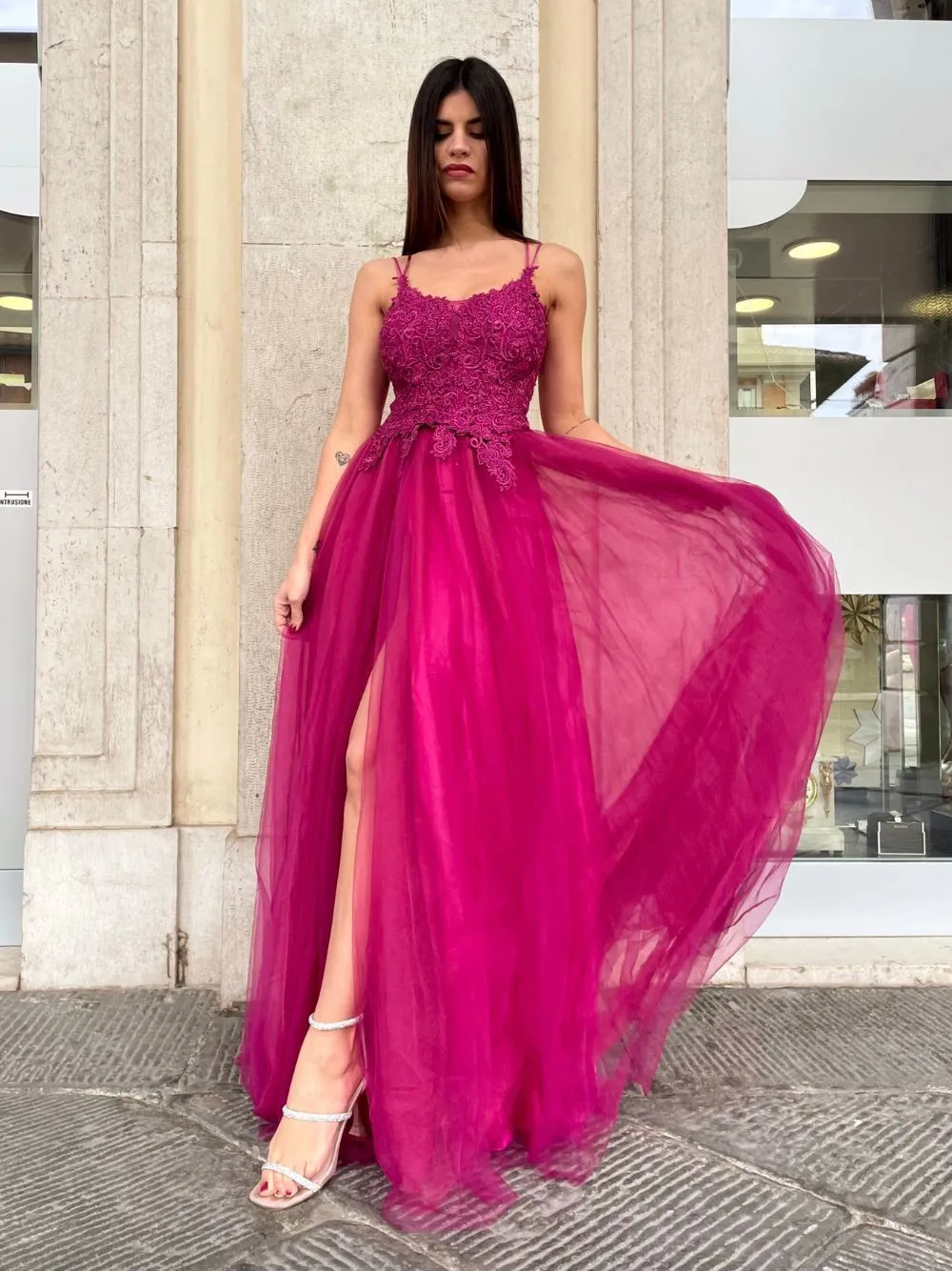 Abito cerimonia pizzo tulle princy