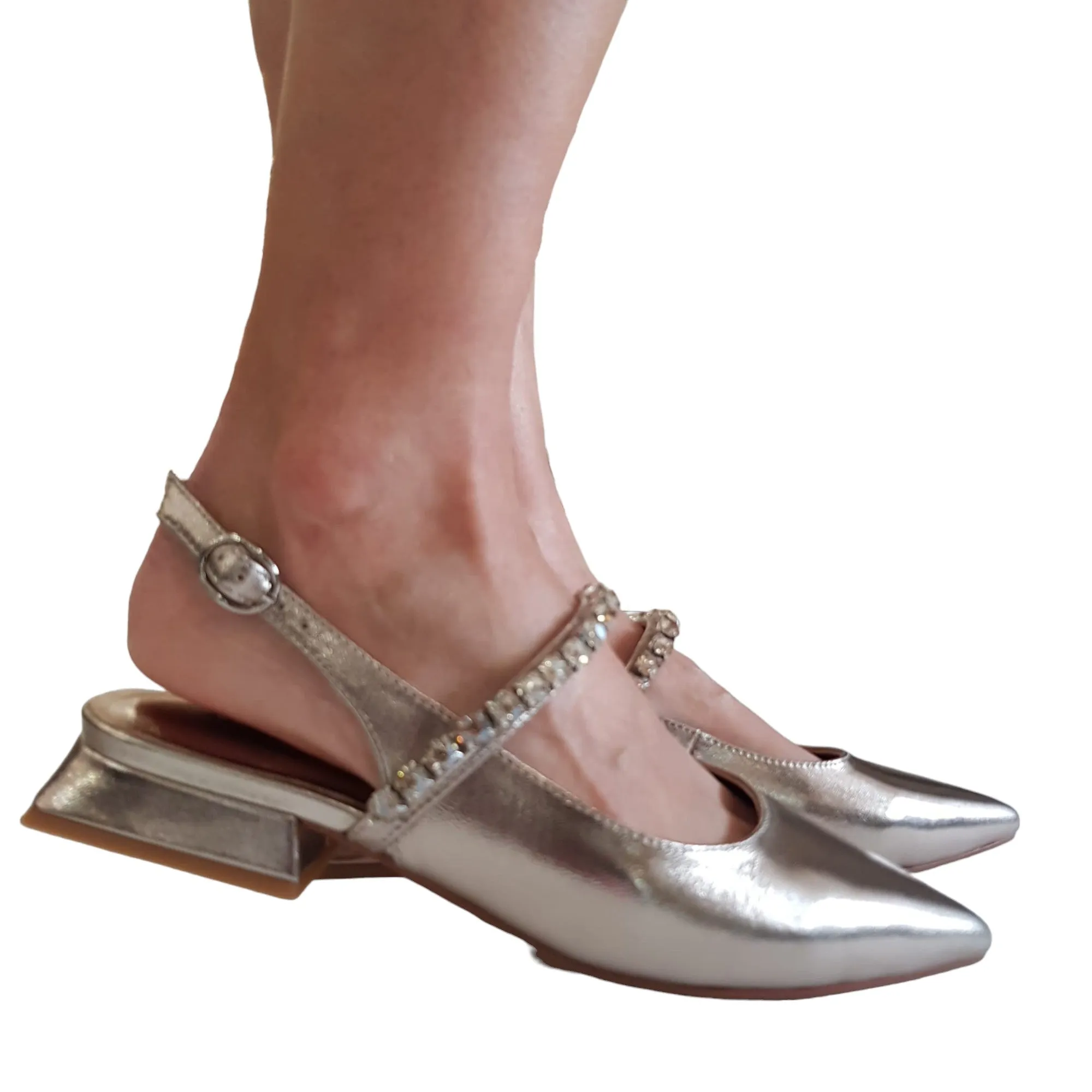Alma en Pena scarpa donna Slingback platino Rif.95
