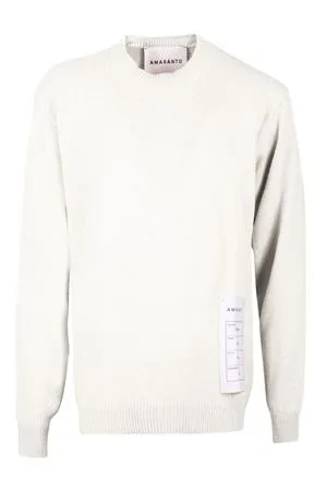 AMARANTO Abbigliamento,Maglieria Maglione in misto lana e cashmere bianco 