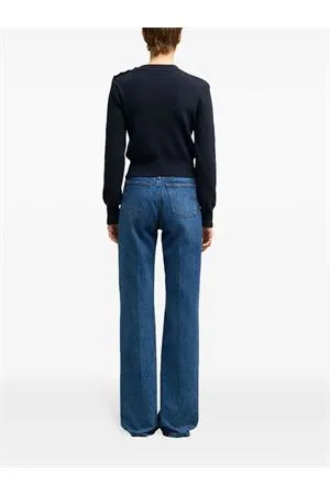 AMI Abbigliamento,Maglieria Maglione misto lana e cotone blu navy 