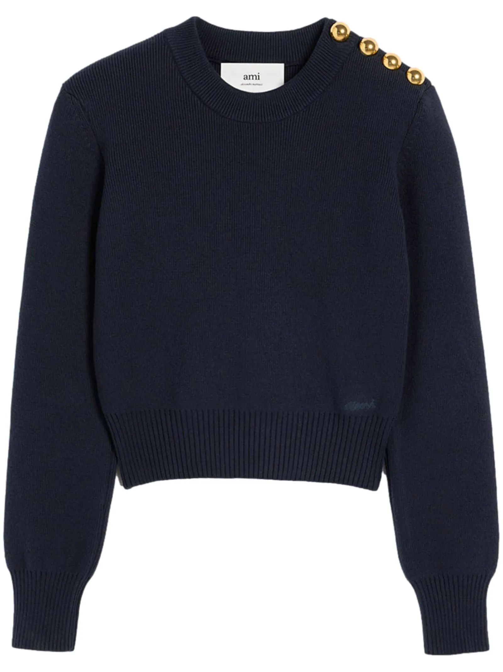 AMI Abbigliamento,Maglieria Maglione misto lana e cotone blu navy 