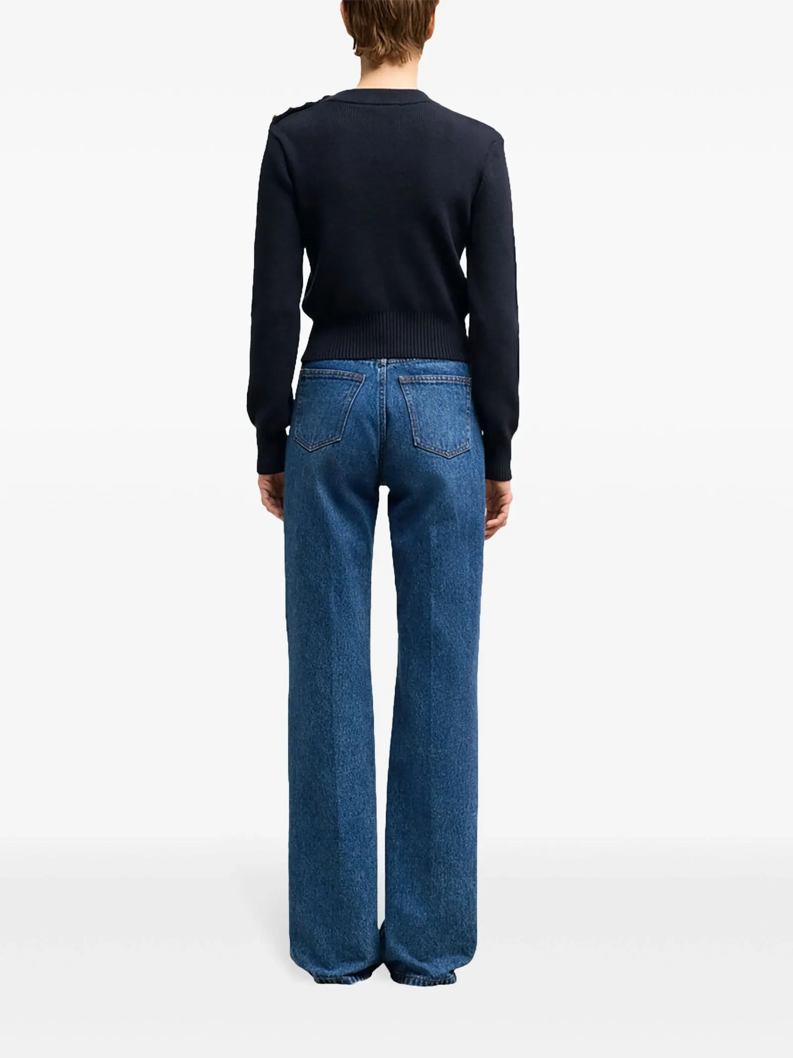 AMI Abbigliamento,Maglieria Maglione misto lana e cotone blu navy 