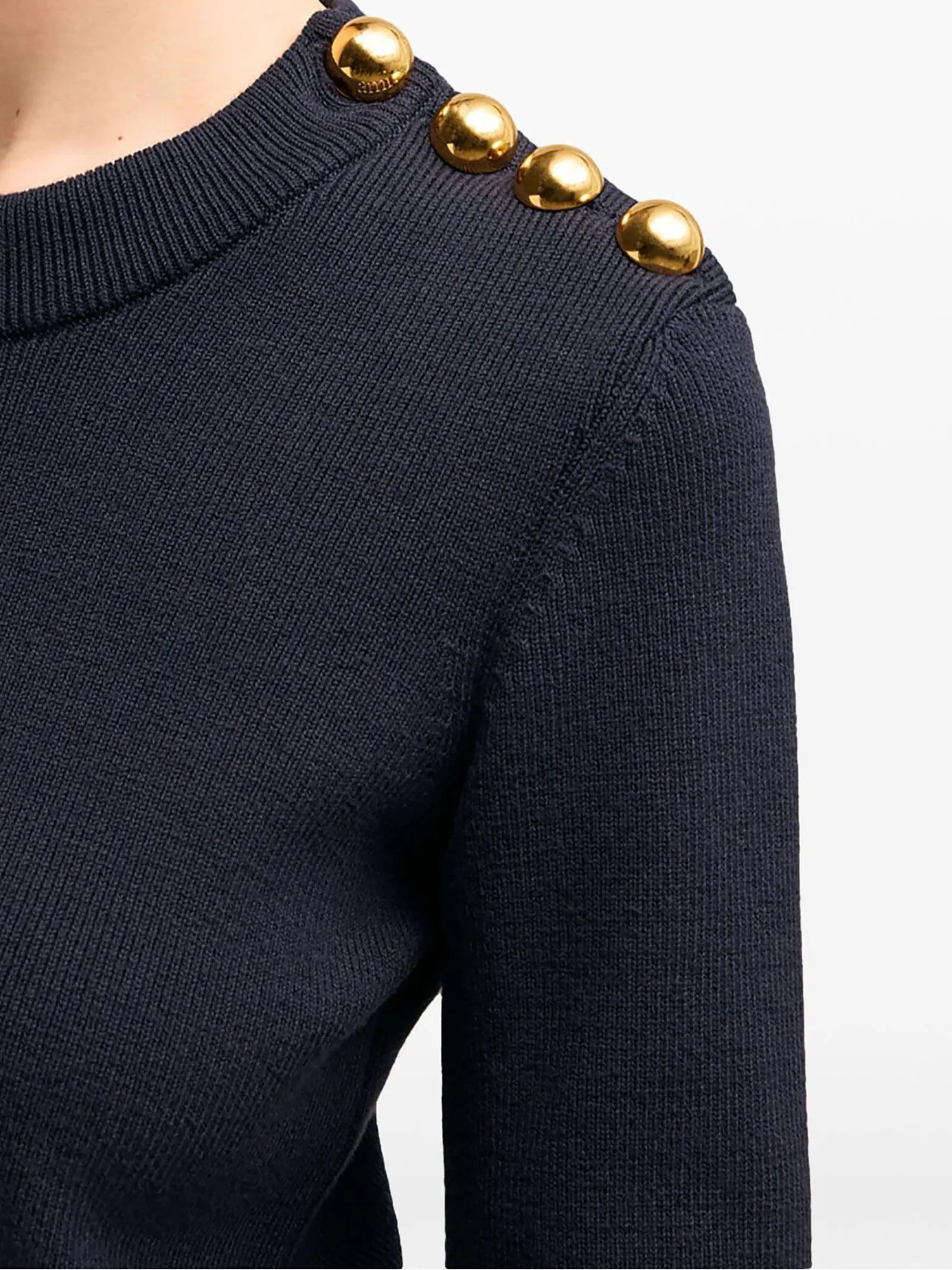 AMI Abbigliamento,Maglieria Maglione misto lana e cotone blu navy 
