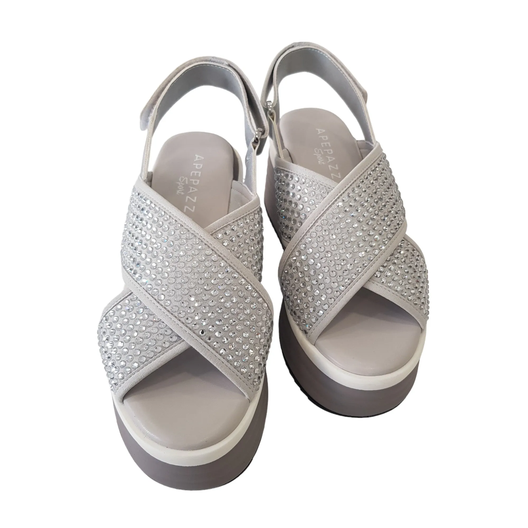 Apepazza Sandalo Zeppa Donna Pelle argento Rif.717