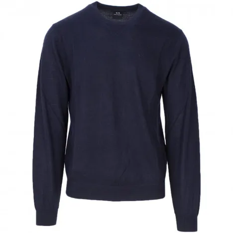 ARMANI EXCHANGE maglia uomo blu tinta unita girocollo felpa 8NZM3A