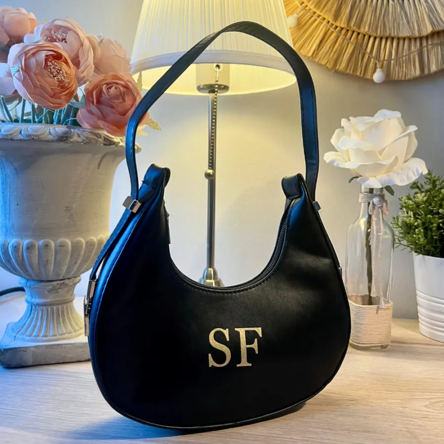 Bag Luna a Spalla Nera Personalizzabile