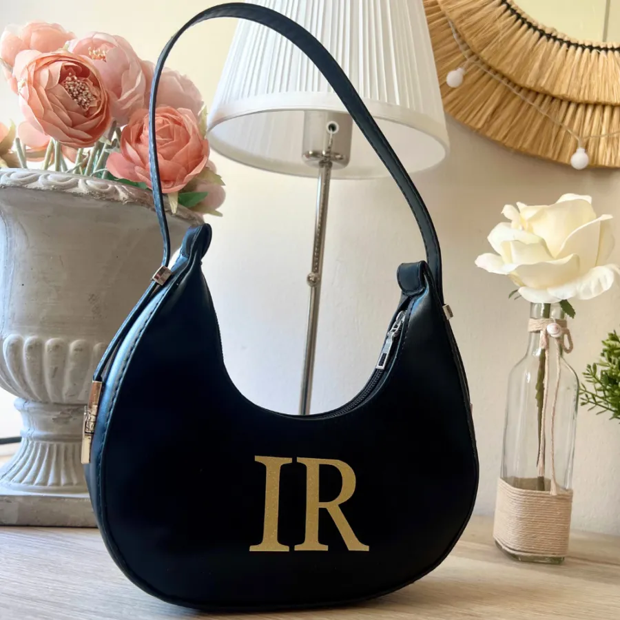 Bag Luna a Spalla Nera Personalizzabile
