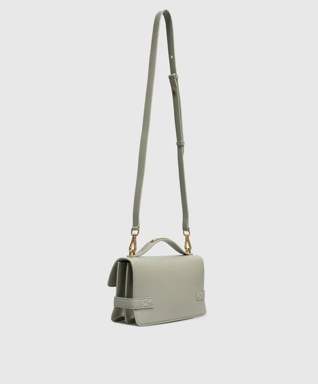 Balmain Borsa a tracolla con logo B-Buzz in pelle verde DN0DA828LSLX