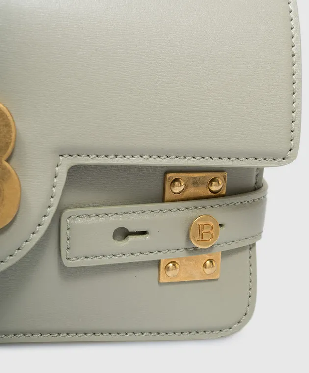 Balmain Borsa a tracolla con logo B-Buzz in pelle verde DN0DA828LSLX