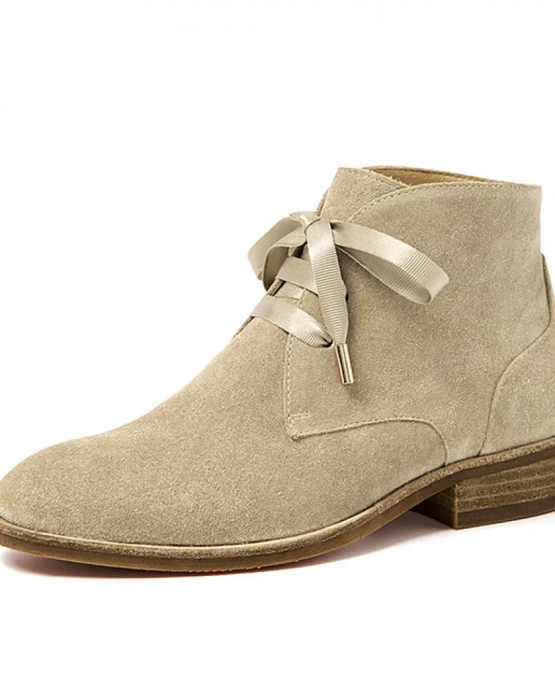 Beautoday Stivaletti da Donna in Pelle Scamosciata Vera Pelle di Mucca Lunghezza Alla Caviglia Alla Moda Scarpe Alte Alte Con La