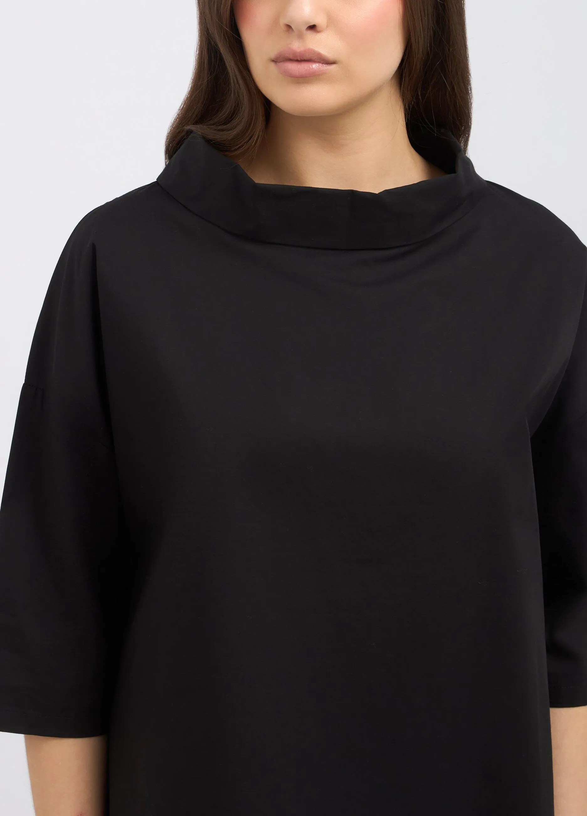 Blusa in puro cotone a collo alto donna