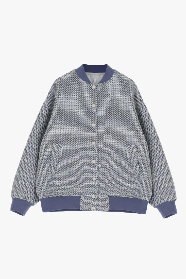 Bomber oversize in tweed con dettagli a contrasto