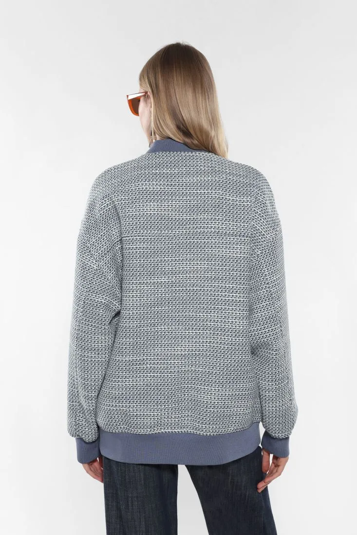 Bomber oversize in tweed con dettagli a contrasto