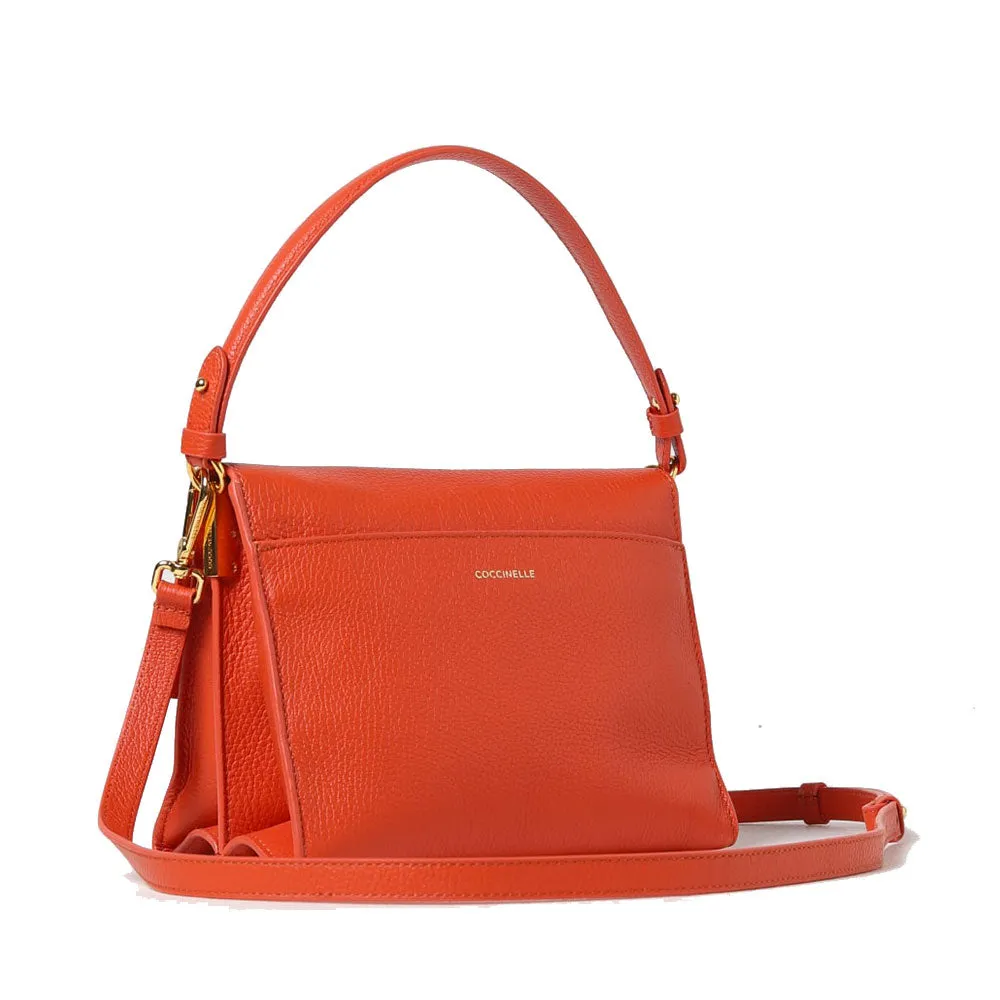 Borsa Donna a Mano con Tracolla COCCINELLE in Pelle linea Binxie colore Tangerine