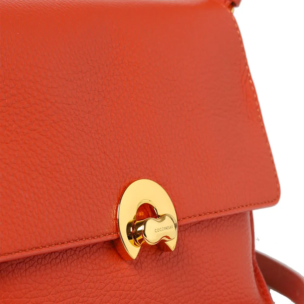 Borsa Donna a Mano con Tracolla COCCINELLE in Pelle linea Binxie colore Tangerine