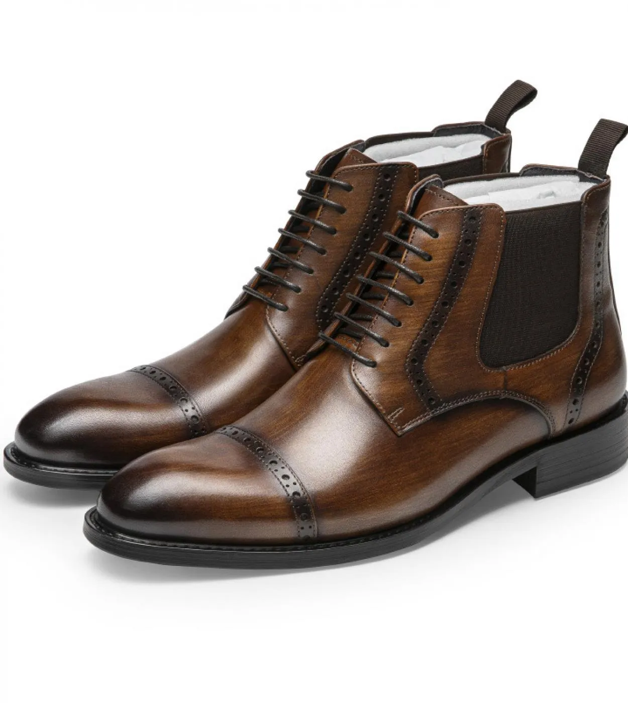 British Trend Mens Boots Luxury Genuine Leather 2023 New Style Fashion Brand Brown Chelsea Boots Dress Business Shoes Fo