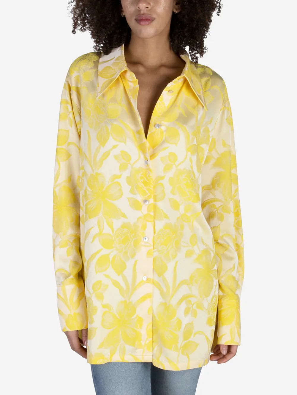 Camicia con jacquard floreale