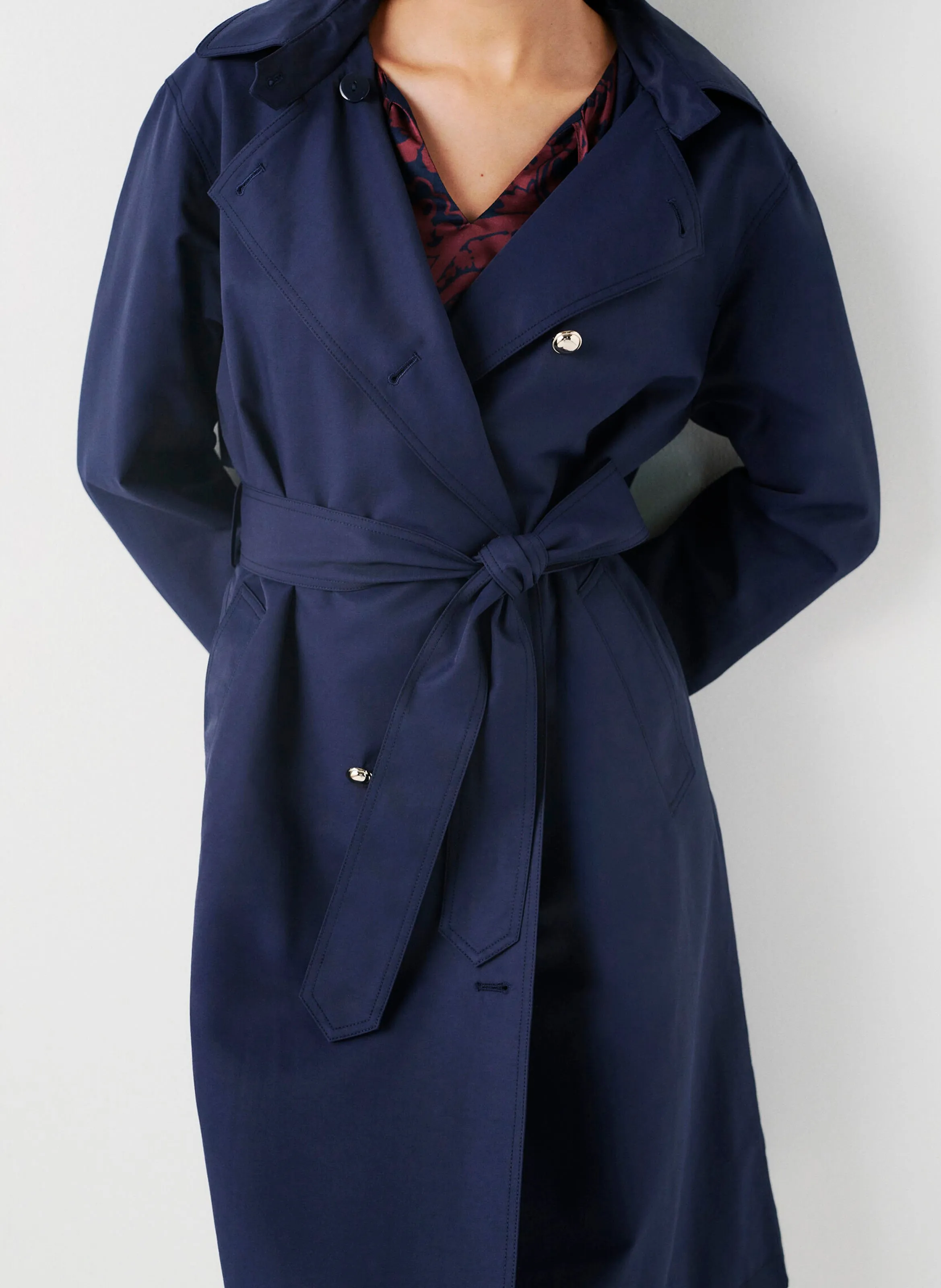  CAROLL   GATEAU - Trench lungo in misto cotone con cintura | Blu
