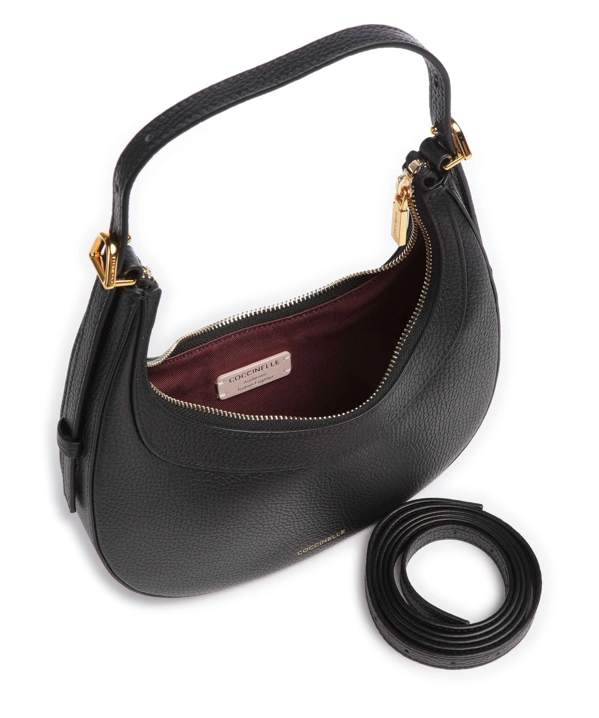  Coccinelle Whisper Borsa a spalla pelle di vacchetta grana nero  