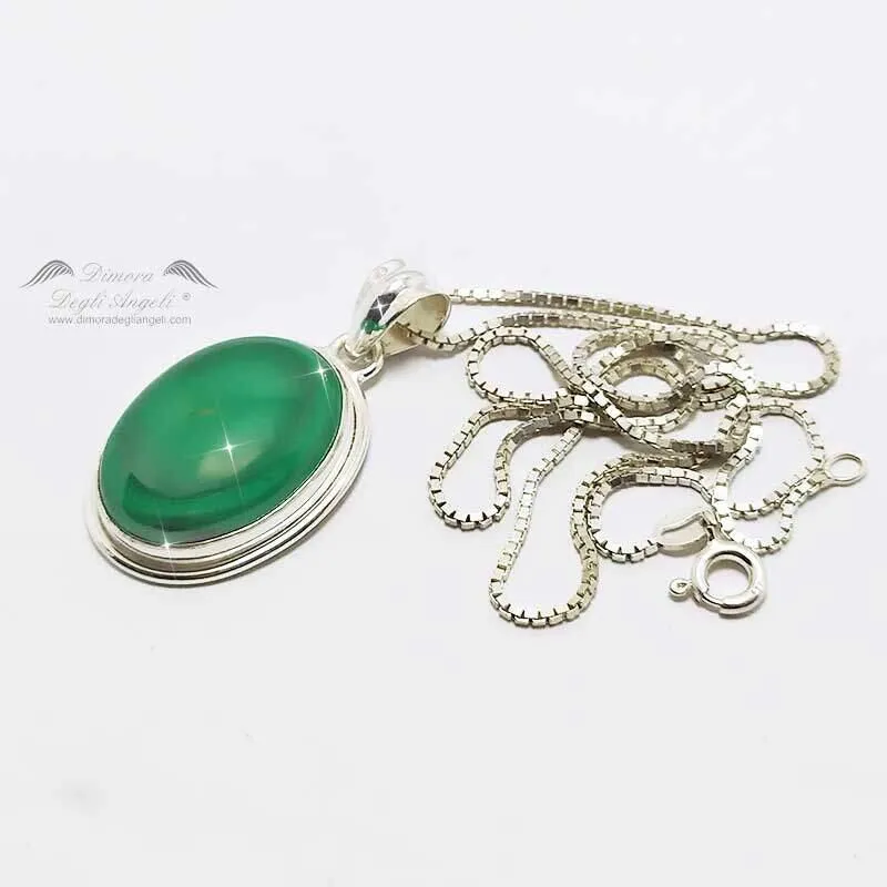 Collana con Ciondolo Malachite in Argento 1807