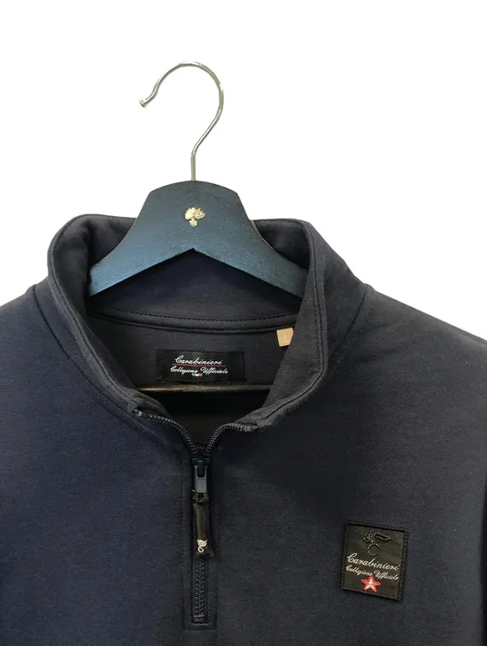 Collez.ufficiale Felpa Garzata Blu 1/2 Zip Patch A Cuore