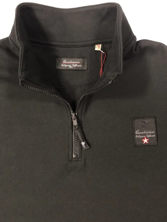 Collez.ufficiale Felpa Garzata Nero 1/2 Zip Patch A Cuore
