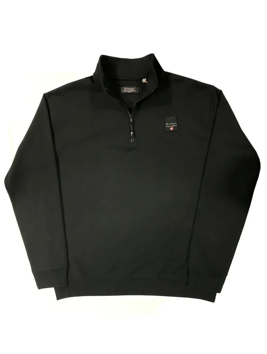 Collez.ufficiale Felpa Garzata Nero 1/2 Zip Patch A Cuore