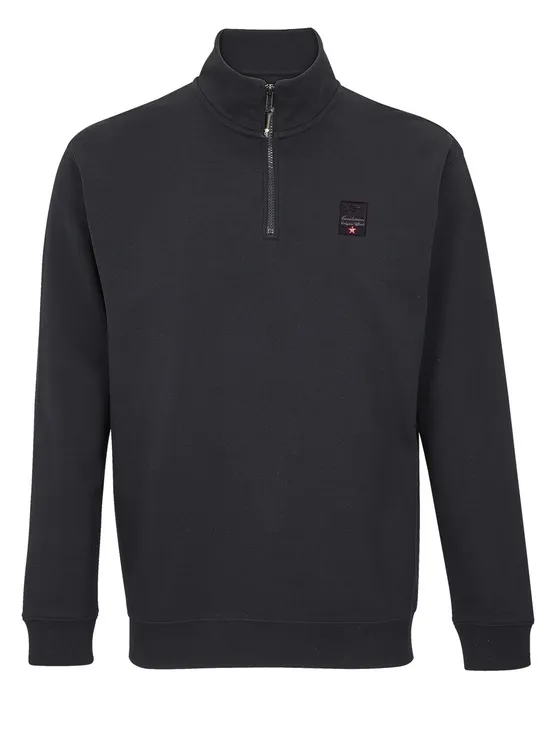 Collez.ufficiale Felpa Garzata Nero 1/2 Zip Patch A Cuore